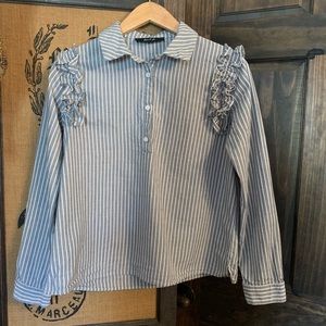 Lipslide Grey and white striped long sleeve Top